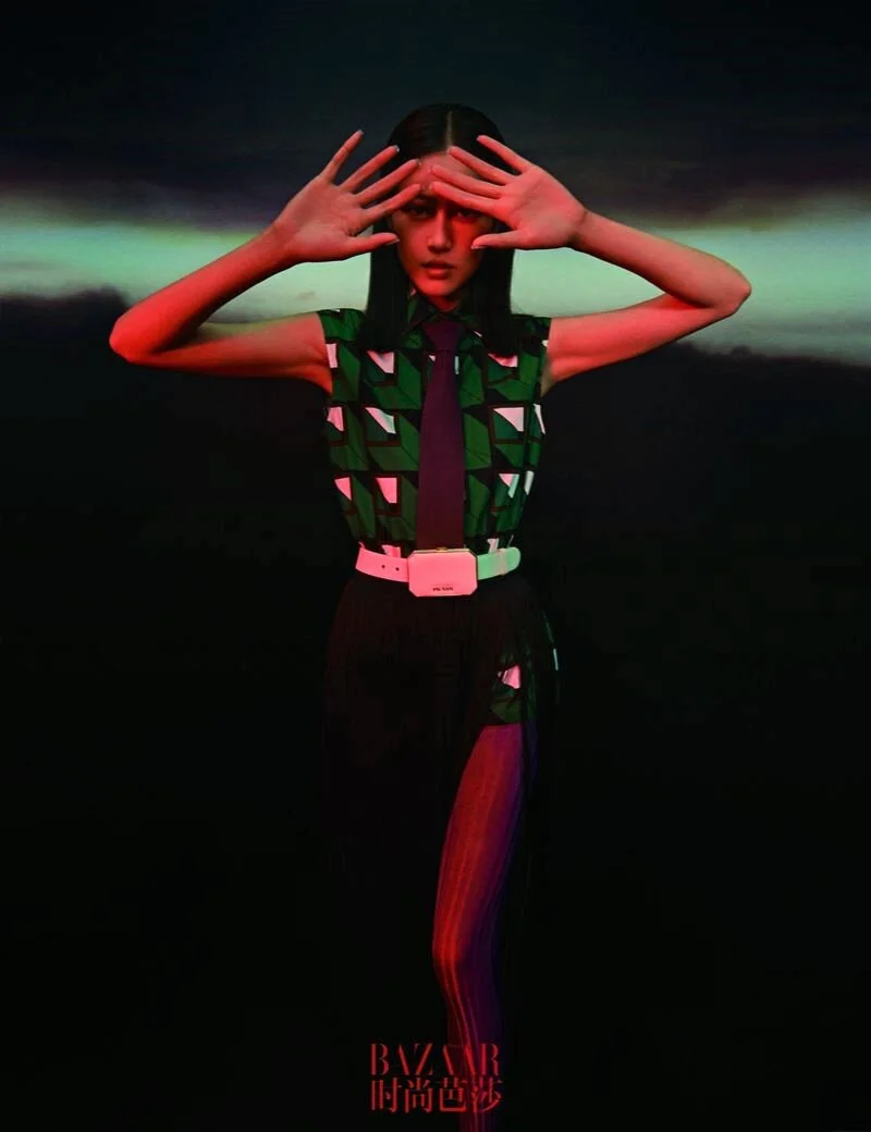 Liu Wen in Prada Cover by Yu Cong for Harper's Bazaar China